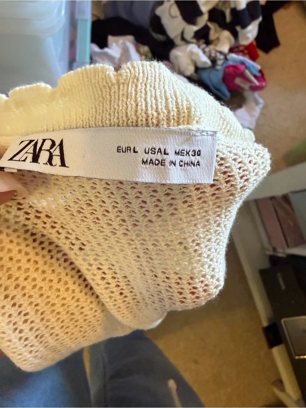 Zara Cream Knit Button-Front Cardigan with Drawstring Waist Tie